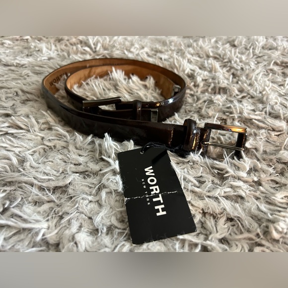 Men’s medium-Worth-Patent Leather 2Buckle Belt (orig.price $398) Made in USA NWT